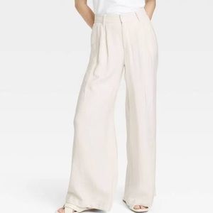 Urban Outfitters Wide Leg High-waisted cream Trousers